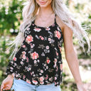  Fallon Floral Spaghetti Straps Strappy Back Tank Top