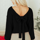 Black XL Faye Backless Bubble Sleeve Sweater