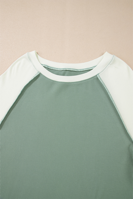 Faye Colorblock Patchwork Raglan Long Sleeve Top