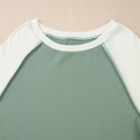  Faye Colorblock Patchwork Raglan Long Sleeve Top