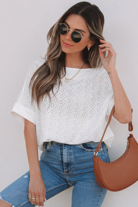 Faye Eyelet Pattern Casual Top