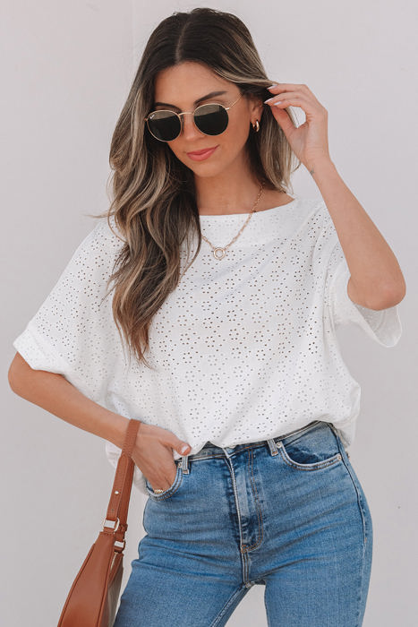 Faye Eyelet Pattern Casual Top