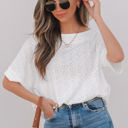  Faye Eyelet Pattern Casual Top