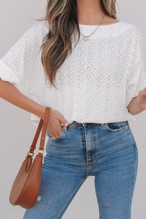 Faye Eyelet Pattern Casual Top