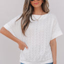 White Large Faye Eyelet Pattern Casual Top