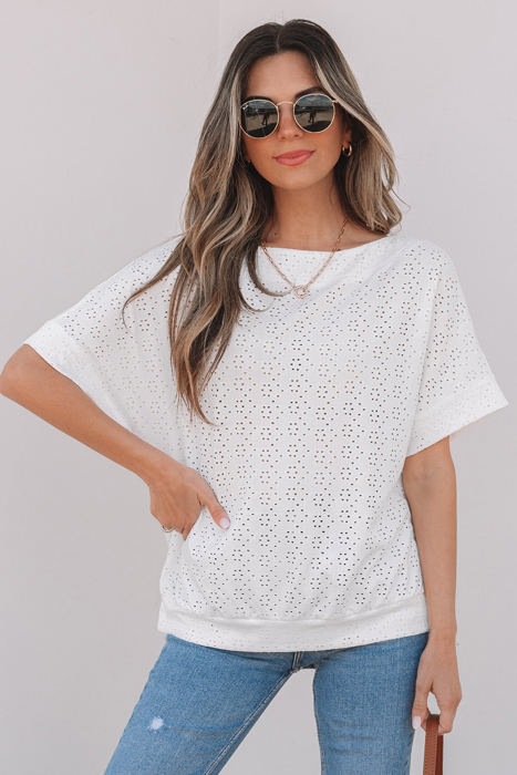 Faye Eyelet Pattern Casual Top