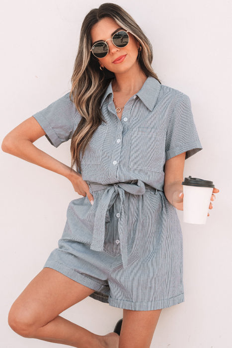 Fernanda Stripe High Waist Romper