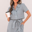 Blue Stripe Large Fernanda Stripe High Waist Romper