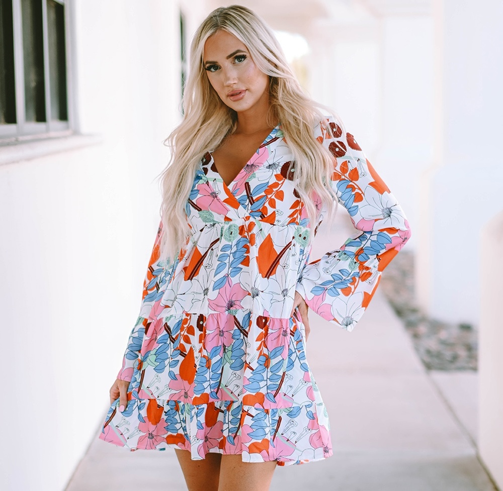 Kensley Floral Tiered Mini Dress