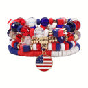  Fiery Red Flag Day Beaded Multilayered Bracelet