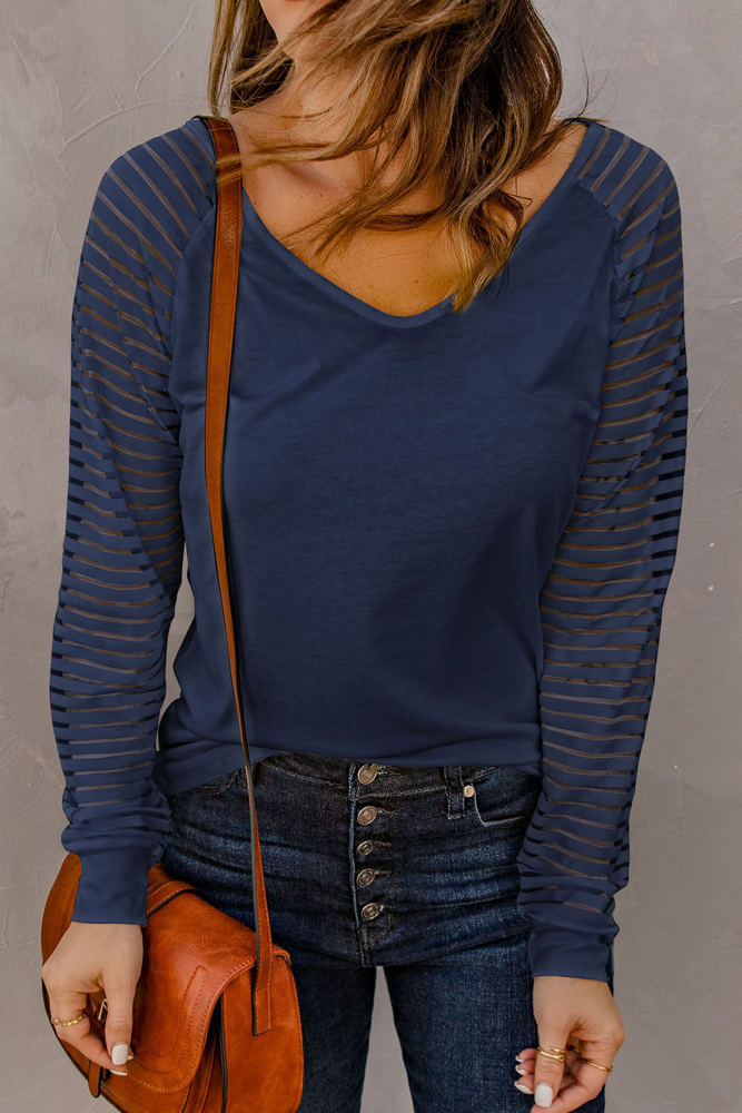 Fiona Sheer Stripe V-Neck Top