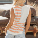  Flag Notched Neckline Loose Sweater Vest