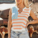  Flag Notched Neckline Loose Sweater Vest