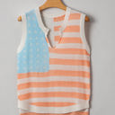  Flag Notched Neckline Loose Sweater Vest