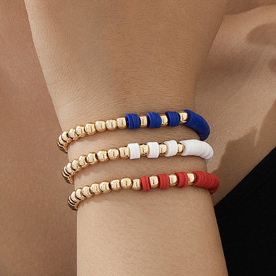 Flag Theme Beaded Triple Layer Bracelets