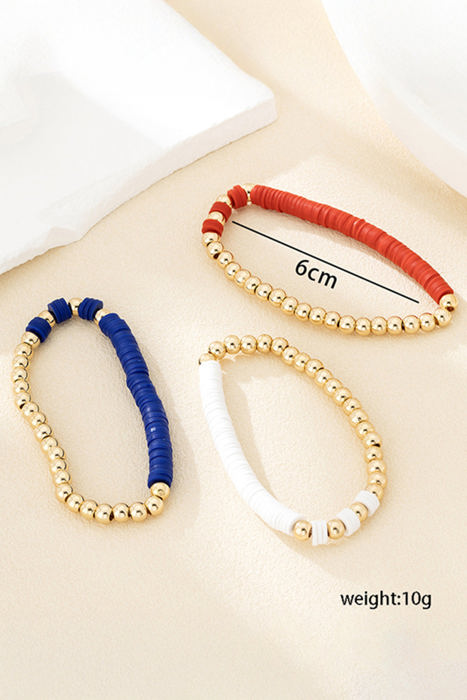 Flag Theme Beaded Triple Layer Bracelets