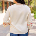  Flower Exposed Seam Wide Sleeve Top