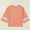  Flower Exposed Seam Wide Sleeve Top