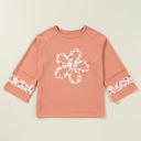 Grapefruit Orange XXL Flower Exposed Seam Wide Sleeve Top