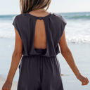  Frances Open Back Cap Sleeve Drawstring Romper