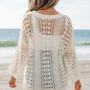  Francesca Hollow Out Knit Bracelet Sleeve Sweater