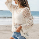  Francesca Hollow Out Knit Bracelet Sleeve Sweater