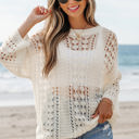  Francesca Hollow Out Knit Bracelet Sleeve Sweater