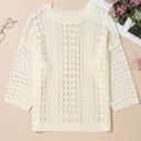  Francesca Hollow Out Knit Bracelet Sleeve Sweater