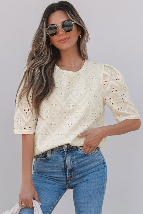 Frankie Eyelet Embroidered Casual Blouse