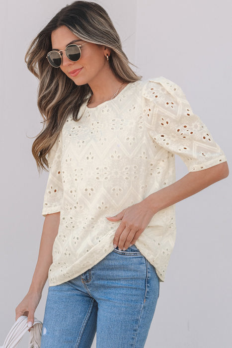 Frankie Eyelet Embroidered Casual Blouse