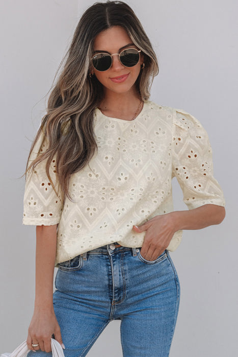 Frankie Eyelet Embroidered Casual Blouse