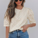  Frankie Eyelet Embroidered Casual Blouse