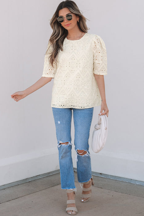 Frankie Eyelet Embroidered Casual Blouse