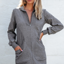 Dark Grey Large Frankie Ribbed Patchwork Sweatshirt Dress
