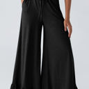 Black Small Freya Ruffled Wide Leg Pants with Pockets