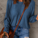  Gabriela Solid Color Patchwork Long Sleeve Top