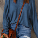  Gabriela Solid Color Patchwork Long Sleeve Top