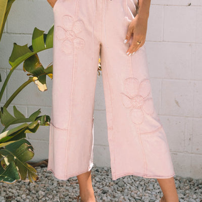 Gabriella Mineral Washed Terry Knit Cropped Wide Leg Pants
