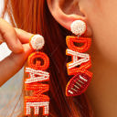 Orange Game Day Dangle Earrings