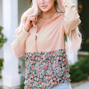  Gemma Floral Half Zip Kangaroo Pocket Hoodie