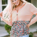  Gemma Floral Half Zip Kangaroo Pocket Hoodie