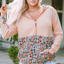  Gemma Floral Half Zip Kangaroo Pocket Hoodie
