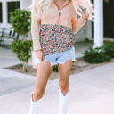  Gemma Floral Half Zip Kangaroo Pocket Hoodie