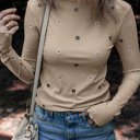 Jet Stream Large Genesis Embroidered Detail Ribbed Long Sleeve Top