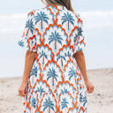  Genesis Palm Tree Printed Short Sleeve Dress