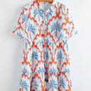  Genesis Palm Tree Printed Short Sleeve Dress