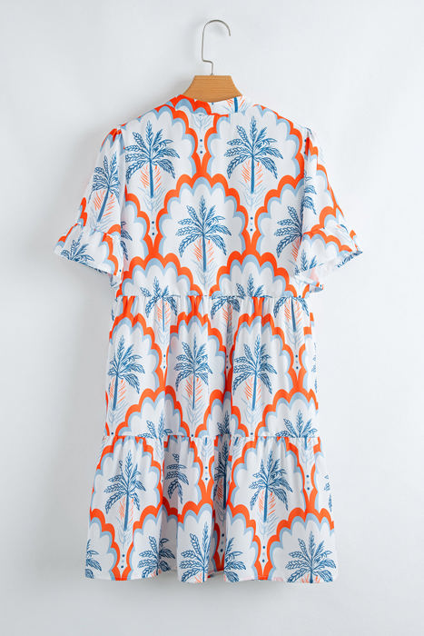 Genesis Palm Tree Printed Short Sleeve Dress