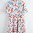  Genesis Palm Tree Printed Short Sleeve Dress