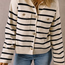 Black Stripe Large Genesis Pocket Buttoned Cardigan Sweater