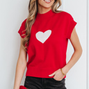 Fiery Red XL Genevieve Cropped Short Sleeve Sweater